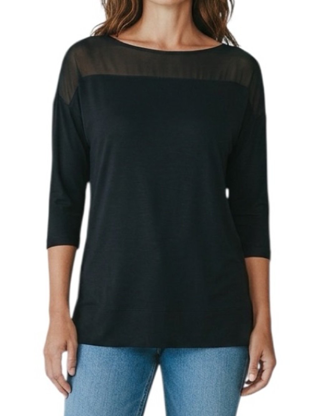 LK Bennett boat neck 3/4 sleeve lightweight mesh top size M good condition